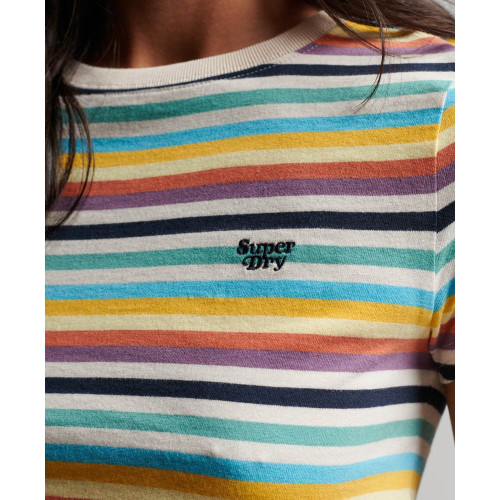 Superdry Γυναικεία κοντομάνικη μπλούζα Vintage Stripe Crop T-Shirt